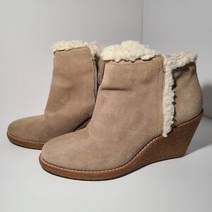 Cole Haan Tan Suede Wedge Boots Size 6.5